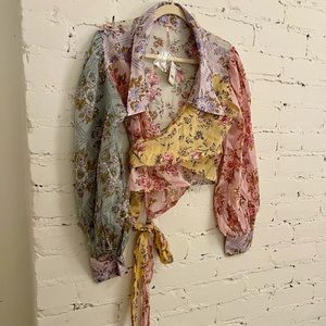 Free People "Lucky Penny" Wrap Top - Multicolor Floral - NWT - Size M